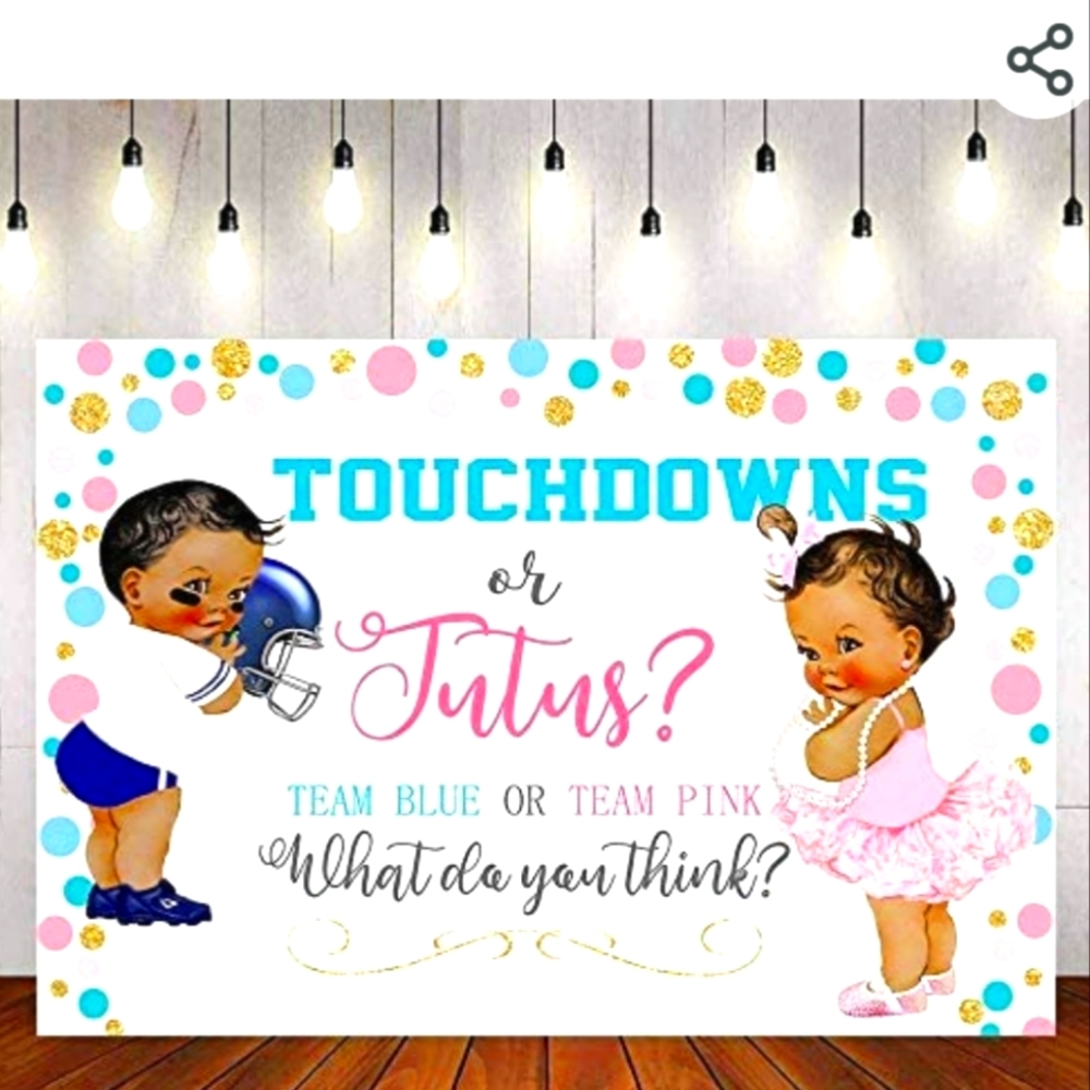 Touchdowns or Tutus Gender Reveal Backdrop